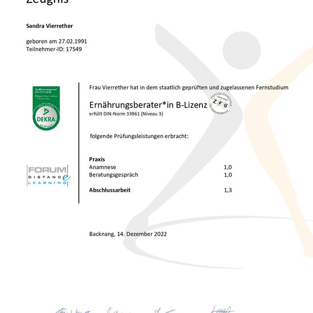 Ernährungsberater - Lizenz 